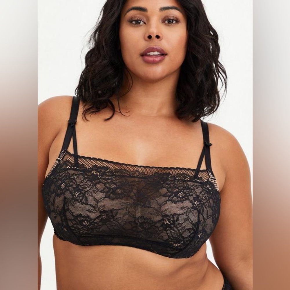 Torrid Black Lace Bandeau Multiway Unlined Balconette Bra